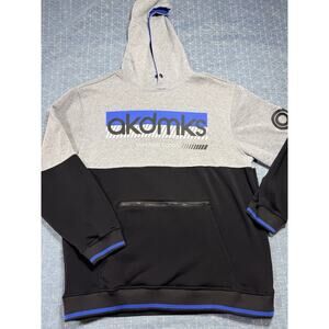 Akademiks Superior Goods Colorblock Big Man Hoodie 3XL Grey Black Blue Logo